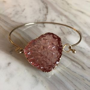 Faux rose colored druzy bracelet